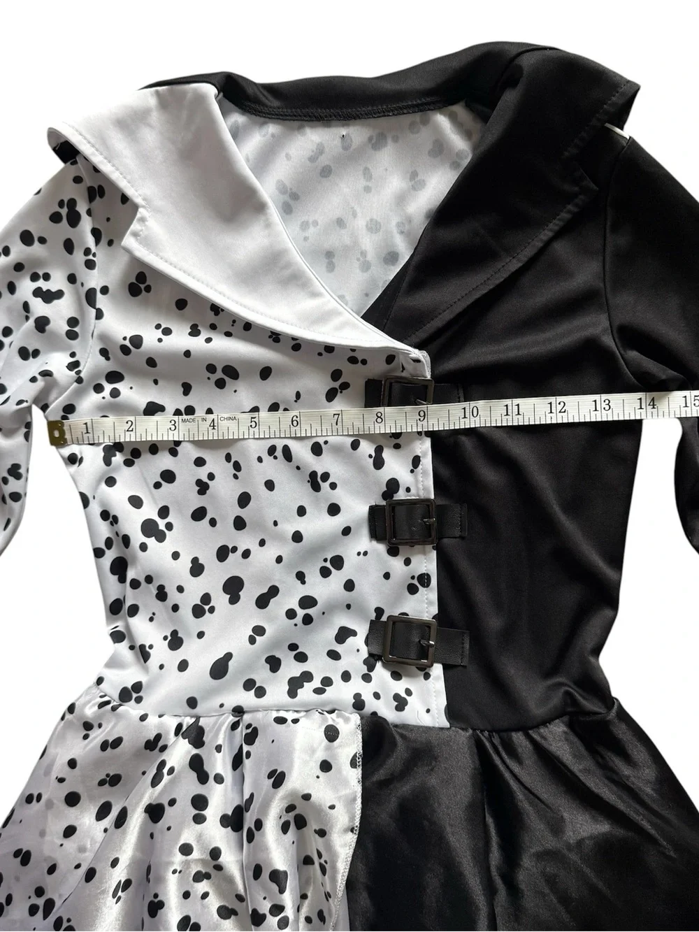 Cruella De Vil Costume Girls M Black White Dalmatian Dress Halloween